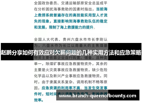 赵鹏分享如何有效应对欠薪问题的几种实用方法和应急策略